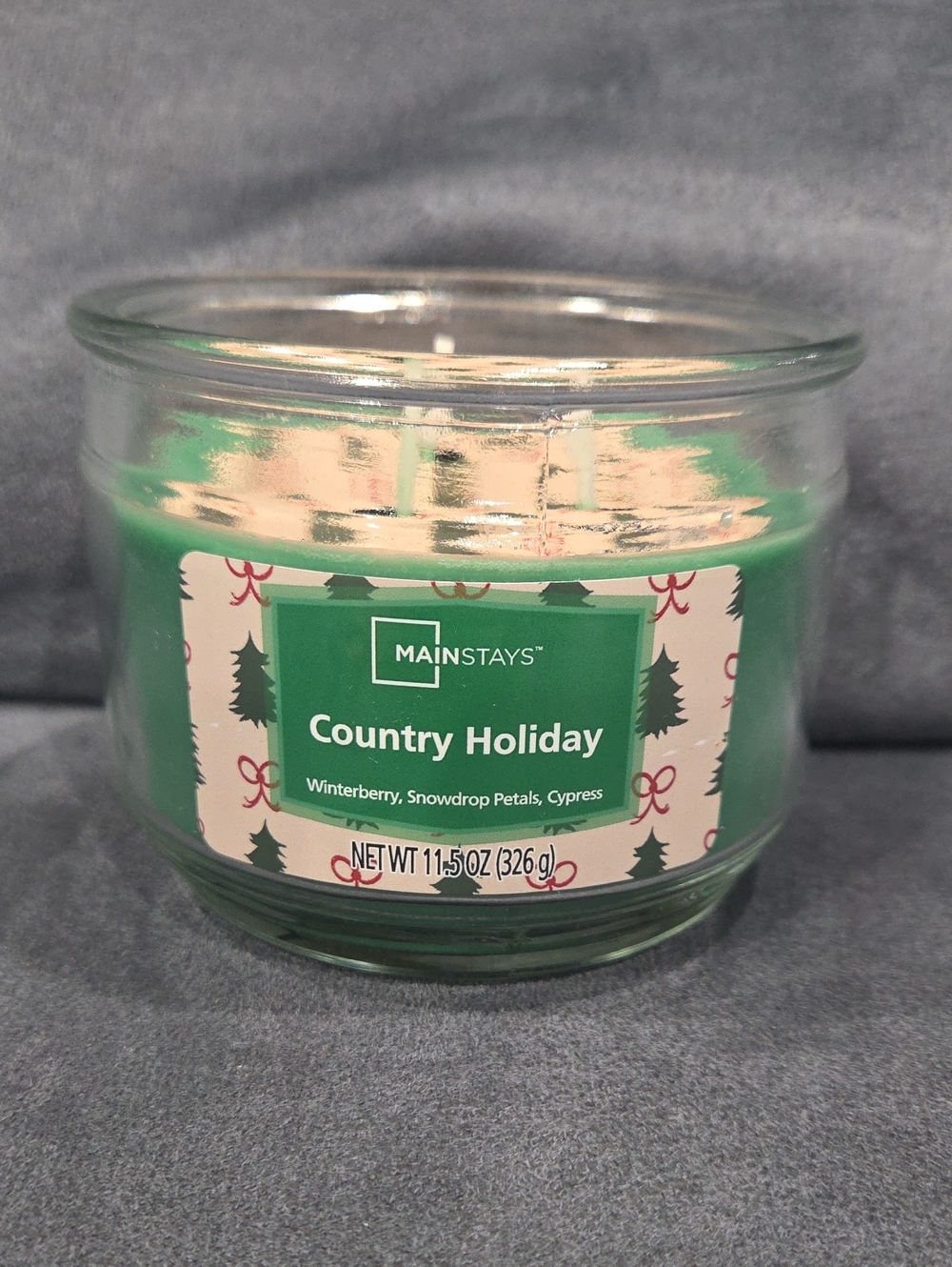Mainstays Green Country Holiday Scented 3 Wick Jar Candle